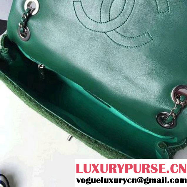Chanel Knit Pluto Glitter Medium Flap Bag A91984 Green F/W 2017 (ZMD-7111126 )