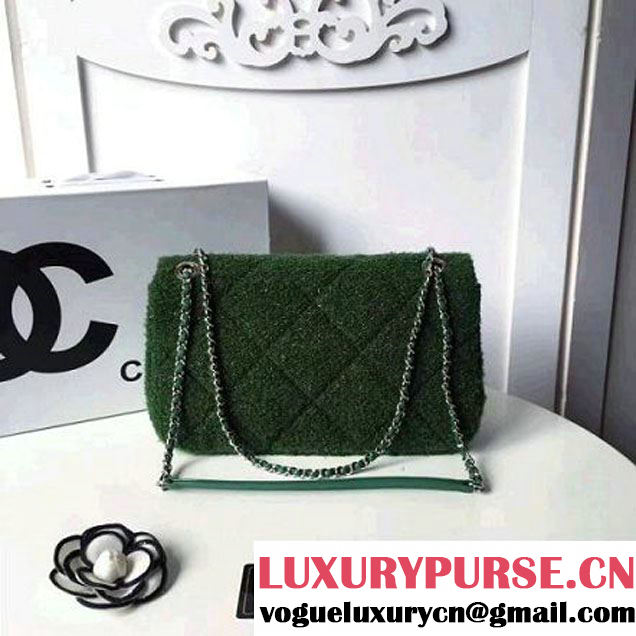 Chanel Knit Pluto Glitter Medium Flap Bag A91984 Green F/W 2017 (ZMD-7111126 )