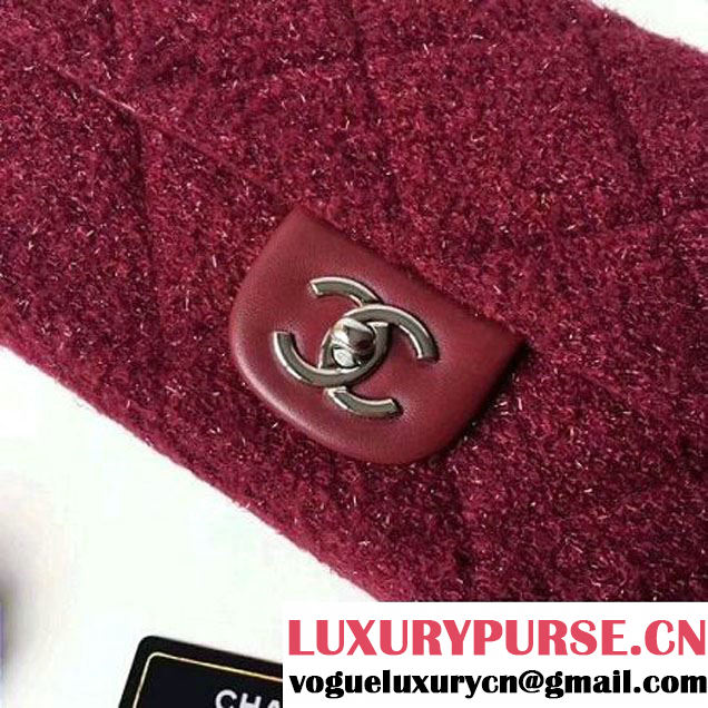 Chanel Knit Pluto Glitter Medium Flap Bag A91984 Burgundy F/W 2017 (ZMD-7111125 )