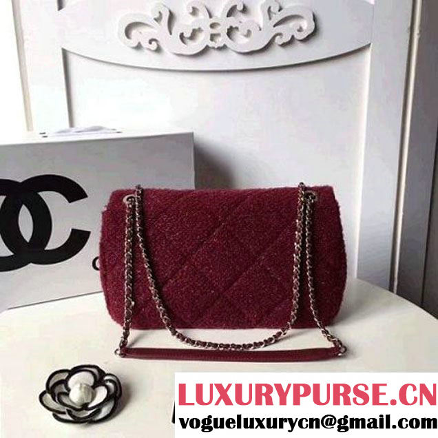Chanel Knit Pluto Glitter Medium Flap Bag A91984 Burgundy F/W 2017 (ZMD-7111125 )