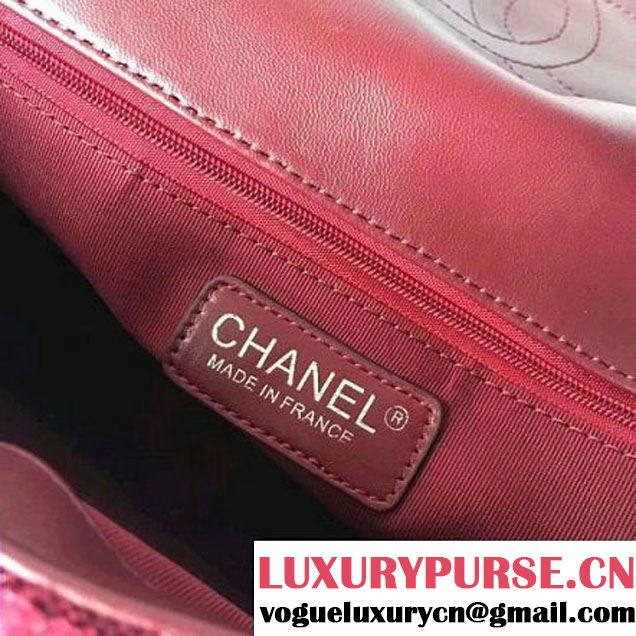 Chanel Knit Pluto Glitter Medium Flap Bag A91984 Burgundy F/W 2017 (ZMD-7111125 )