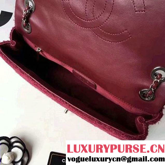Chanel Knit Pluto Glitter Medium Flap Bag A91984 Burgundy F/W 2017 (ZMD-7111125 )
