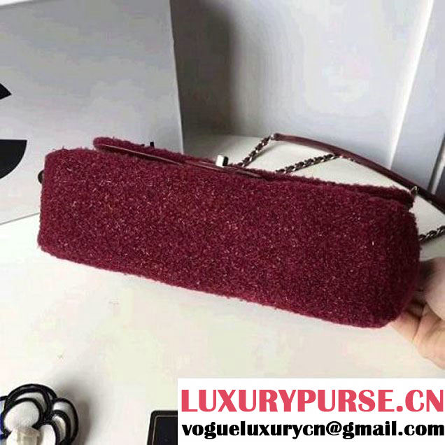 Chanel Knit Pluto Glitter Medium Flap Bag A91984 Burgundy F/W 2017 (ZMD-7111125 )