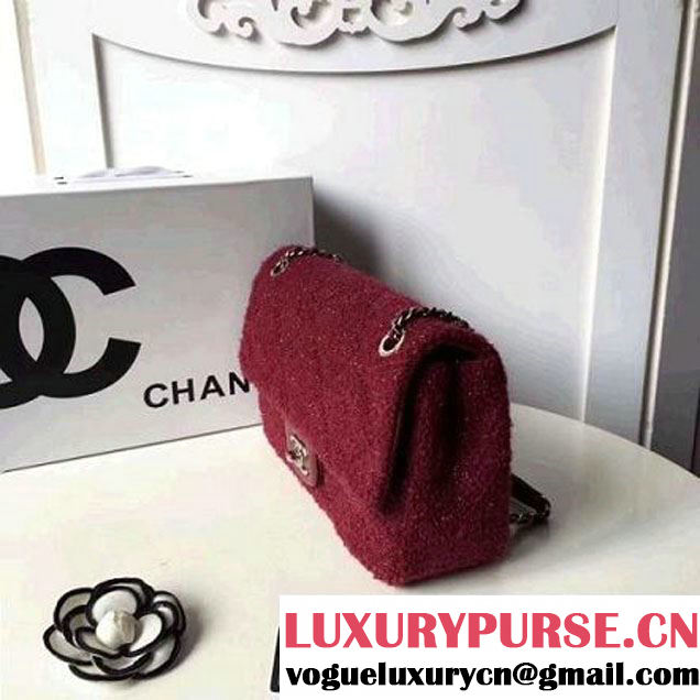 Chanel Knit Pluto Glitter Medium Flap Bag A91984 Burgundy F/W 2017 (ZMD-7111125 )