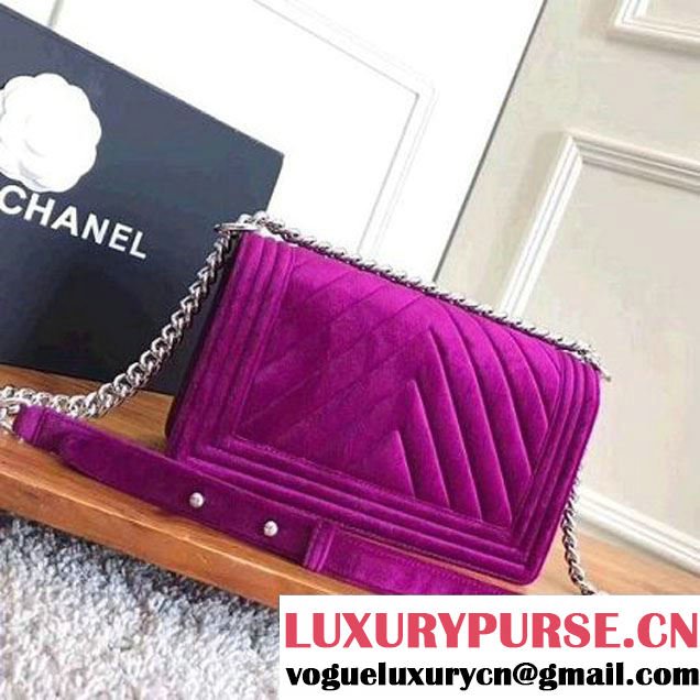 Chanel Velvet Medium Boy Chanel Flap Bag With Strass Planet Purple 2017 (KN-7111036 )