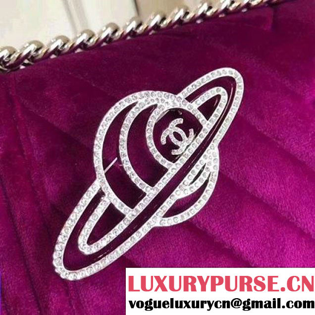 Chanel Velvet Medium Boy Chanel Flap Bag With Strass Planet Purple 2017 (KN-7111036 )