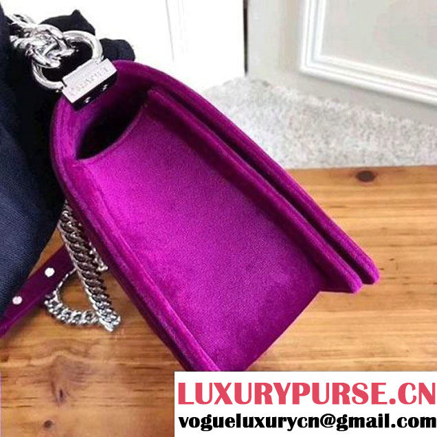 Chanel Velvet Medium Boy Chanel Flap Bag With Strass Planet Purple 2017 (KN-7111036 )