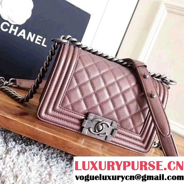 Chanel Quilting Grained Calfskin Small Boy Flap Bag Champagne Gold 2017 (KN-7111035 )