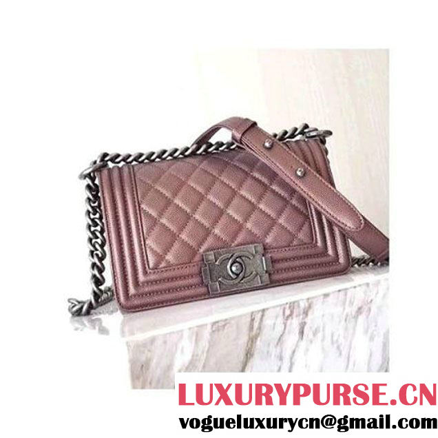 Chanel Quilting Grained Calfskin Small Boy Flap Bag Champagne Gold 2017 (KN-7111035 )