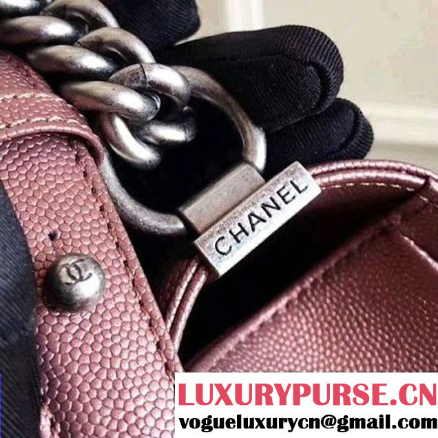 Chanel Quilting Grained Calfskin Medium Boy Flap Bag Champagne Gold 2017 (KN-7111034 )