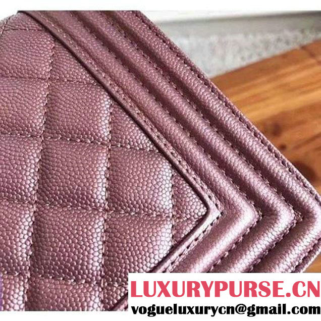 Chanel Quilting Grained Calfskin Medium Boy Flap Bag Champagne Gold 2017 (KN-7111034 )