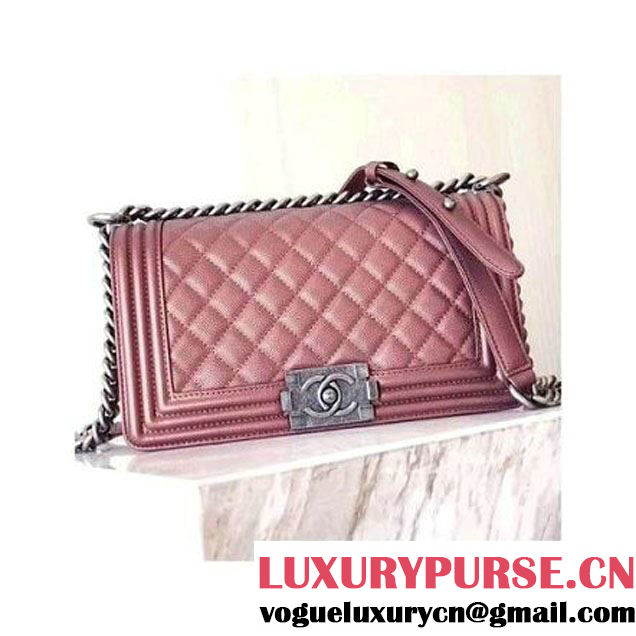 Chanel Quilting Grained Calfskin Medium Boy Flap Bag Champagne Gold 2017 (KN-7111034 )