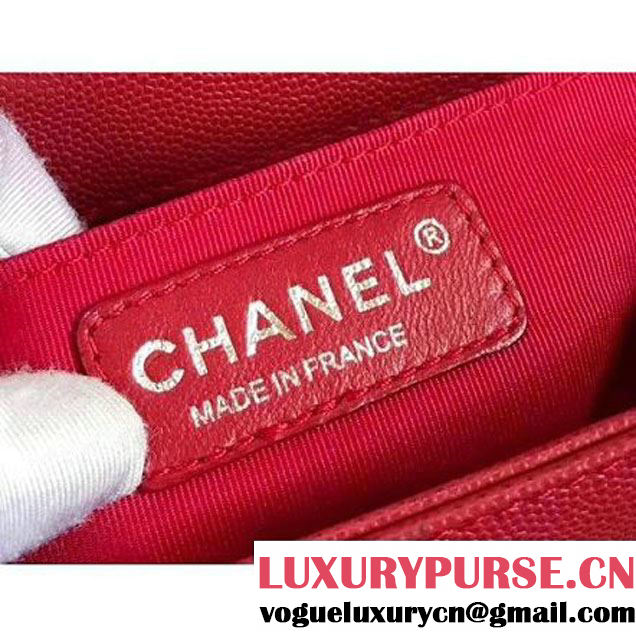 Chanel Chevron Grained Calfskin Small Boy Flap Bag Red 2017 (KN-7111032 )