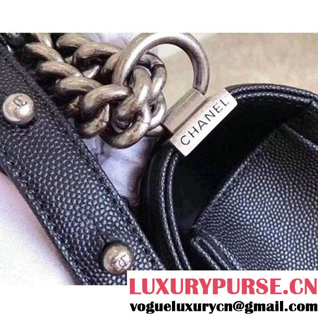 Chanel Chevron Grained Calfskin Small Boy Flap Bag Black 2017 (KN-7111031 )