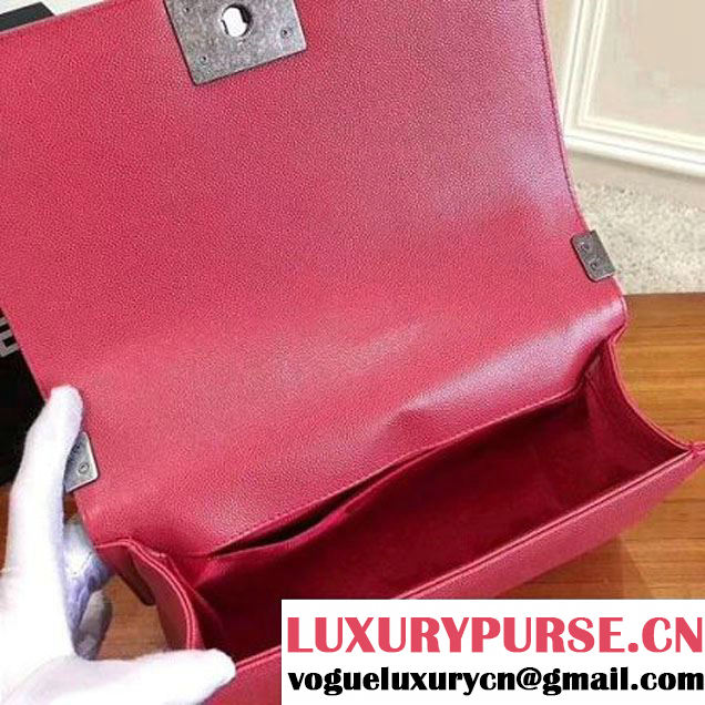 Chanel Chevron Grained Calfskin Medium Boy Flap Bag Red 2017 (KN-7111029 )