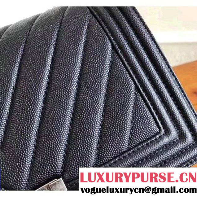 Chanel Chevron Grained Calfskin Medium Boy Flap Bag Black 2017 (KN-7111028 )