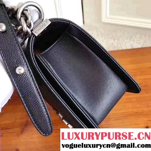 Chanel Chevron Grained Calfskin Medium Boy Flap Bag Black 2017 (KN-7111028 )