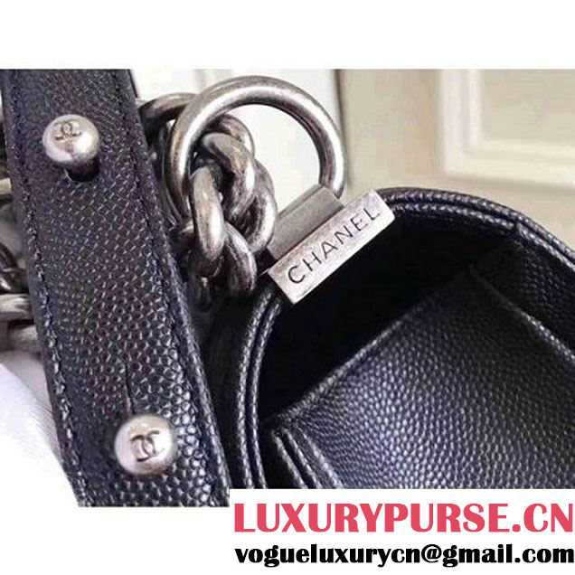 Chanel Chevron Grained Calfskin Medium Boy Flap Bag Black 2017 (KN-7111028 )