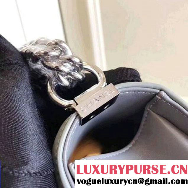 Chanel Quilting Patent Leather/Lambskin Medium Boy Flap Bag Gray 2017 (KN-7111027 )