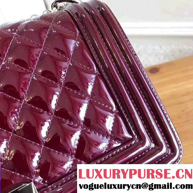 Chanel Quilting Patent Leather/Lambskin Medium Boy Flap Bag Burgundy 2017 (KN-7111026 )
