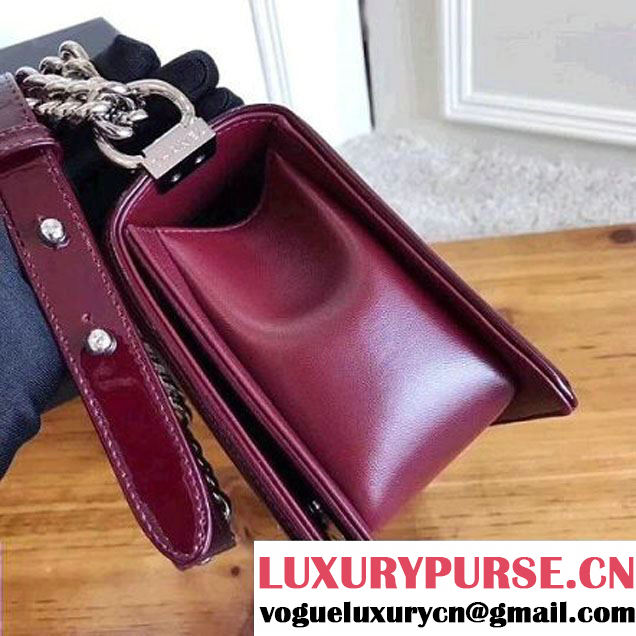 Chanel Quilting Patent Leather/Lambskin Medium Boy Flap Bag Burgundy 2017 (KN-7111026 )