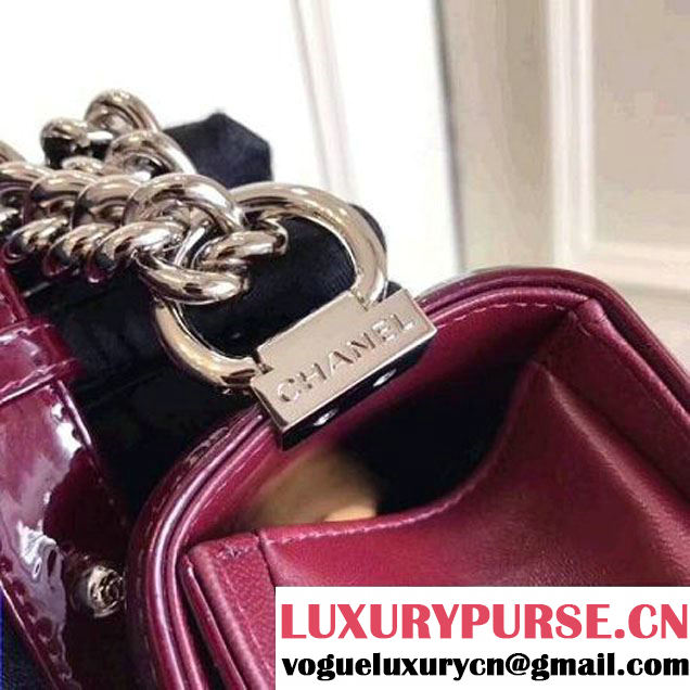 Chanel Quilting Patent Leather/Lambskin Medium Boy Flap Bag Burgundy 2017 (KN-7111026 )