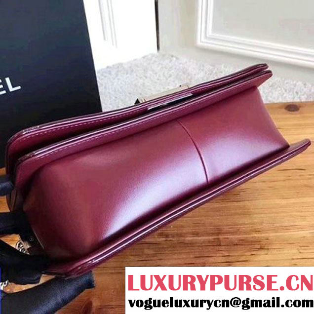 Chanel Quilting Patent Leather/Lambskin Medium Boy Flap Bag Burgundy 2017 (KN-7111026 )
