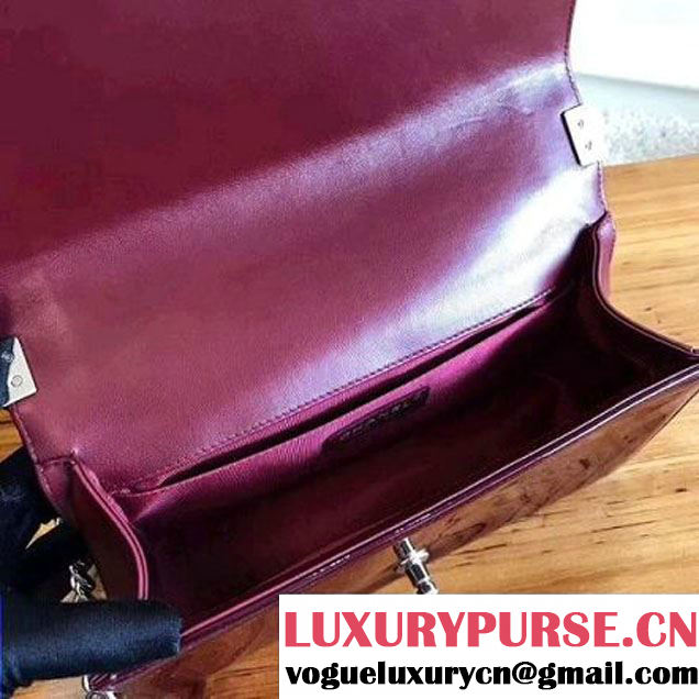 Chanel Quilting Patent Leather/Lambskin Medium Boy Flap Bag Burgundy 2017 (KN-7111026 )