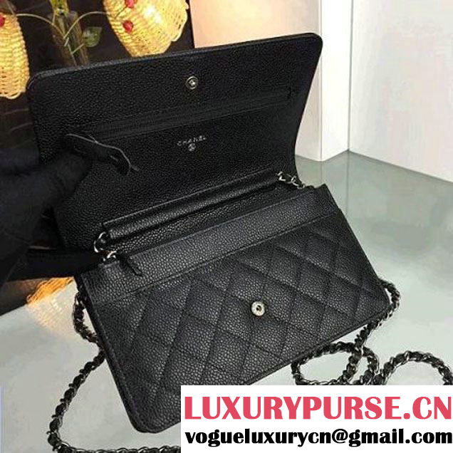 Chanel Caviar Leather Boy Chanel Wallet On Chain WOC Bag锛圫ilver Hardware锛?(7111051 )