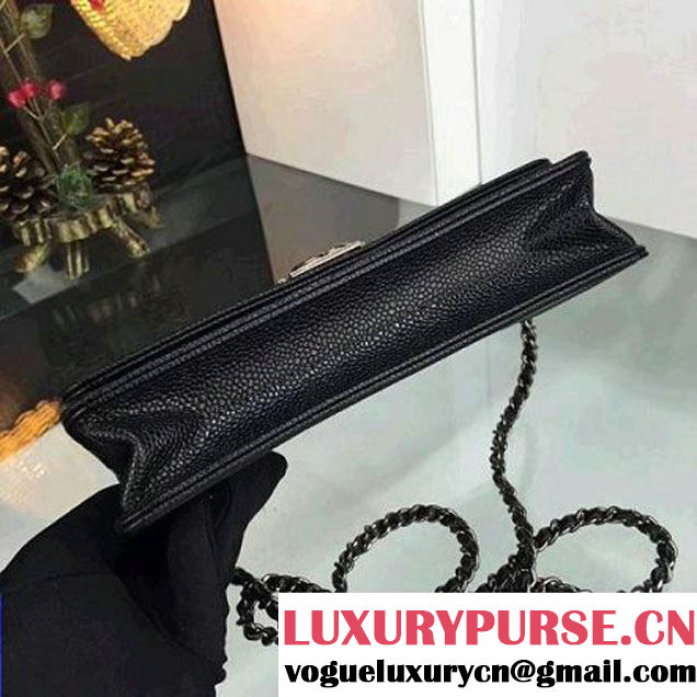 Chanel Caviar Leather Boy Chanel Wallet On Chain WOC Bag锛圫ilver Hardware锛?(7111051 )
