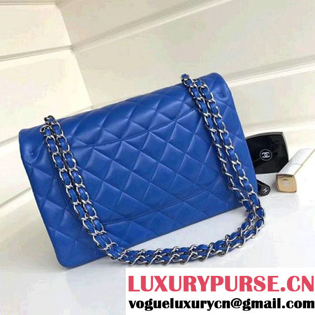 Chanel Jumbo Lambskin Classic Double Flap Bag Bright Blue A1113 (SHW) (1a086-7112954 )