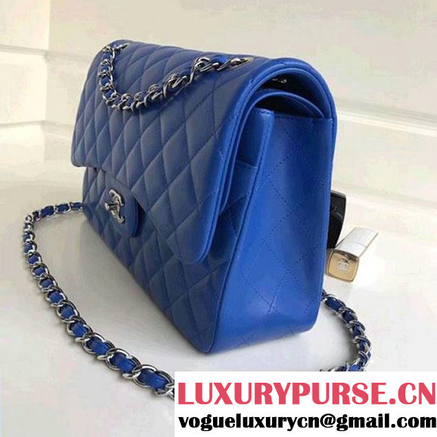Chanel Jumbo Lambskin Classic Double Flap Bag Bright Blue A1113 (SHW) (1a086-7112954 )