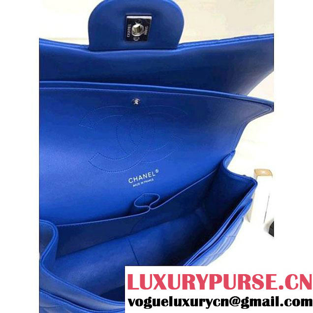 Chanel Jumbo Lambskin Classic Double Flap Bag Bright Blue A1113 (SHW) (1a086-7112954 )