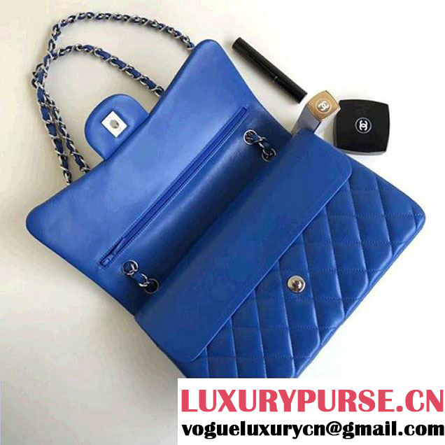 Chanel Jumbo Lambskin Classic Double Flap Bag Bright Blue A1113 (SHW) (1a086-7112954 )