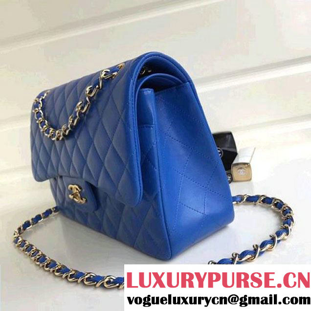 Chanel Jumbo Lambskin Classic Double Flap Bag Bright Blue A1113 (GHW) (1a086-7112953 )