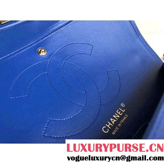 Chanel Jumbo Lambskin Classic Double Flap Bag Bright Blue A1113 (GHW) (1a086-7112953 )