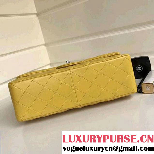 Chanel Jumbo Lambskin Classic Double Flap Bag Yellow A1113 (SHW) (1a086-7112952 )