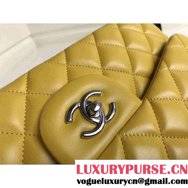 Chanel Jumbo Lambskin Classic Double Flap Bag Yellow A1113 (SHW) (1a086-7112952 )