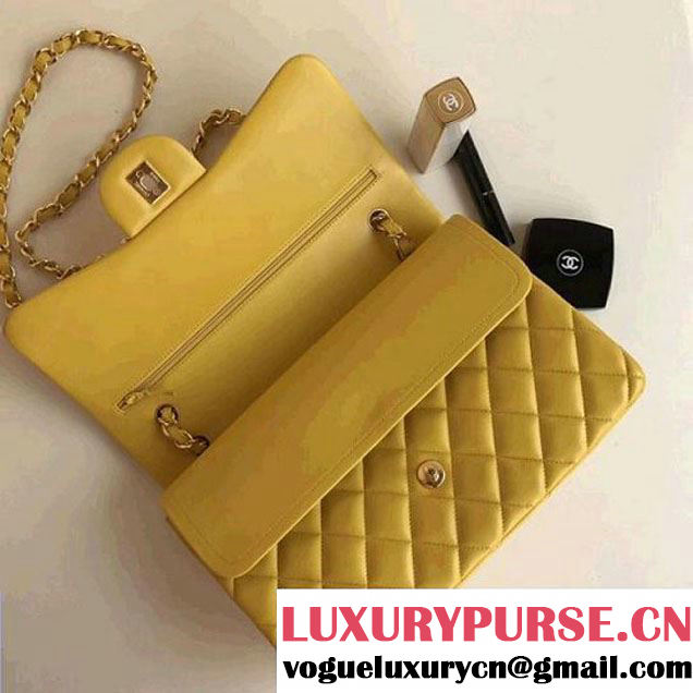 Chanel Jumbo Lambskin Classic Double Flap Bag Yellow A1113 (GHW) (1a086-7112951 )