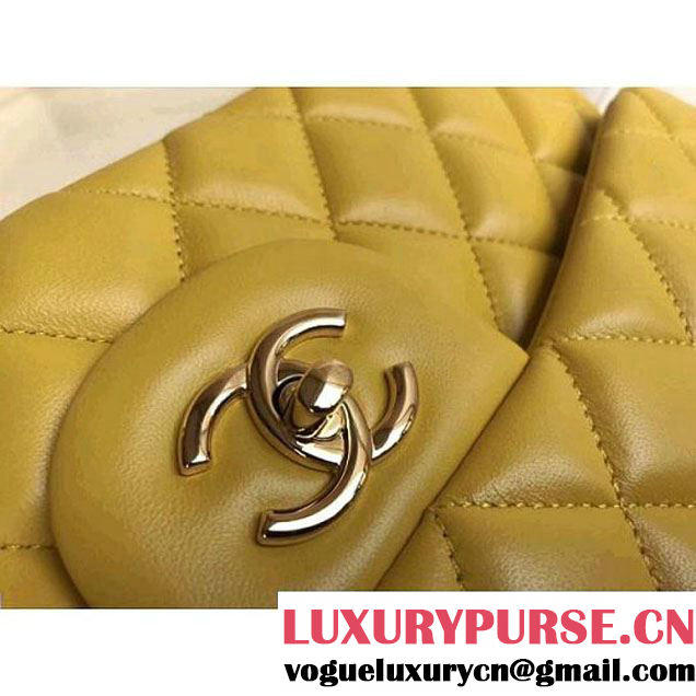 Chanel Jumbo Lambskin Classic Double Flap Bag Yellow A1113 (GHW) (1a086-7112951 )