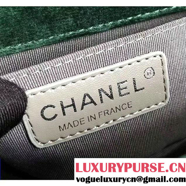 Chanel Velvet Small Boy Chanel Flap Bag With Strass Planet Green 2017 (KN-7121102 )