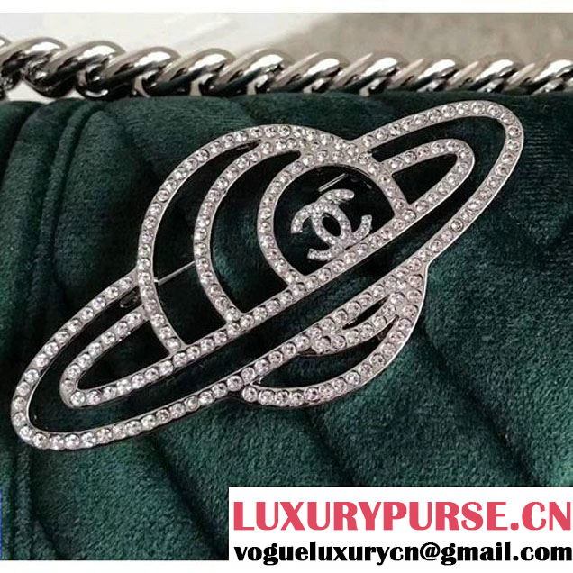 Chanel Velvet Small Boy Chanel Flap Bag With Strass Planet Green 2017 (KN-7121102 )