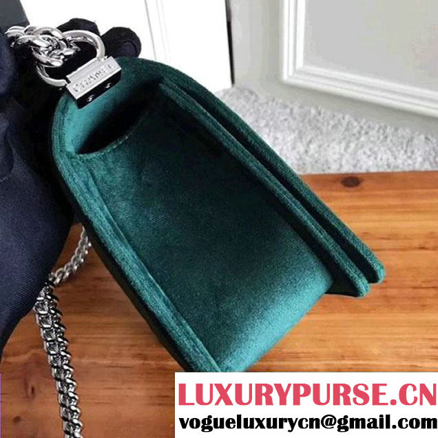 Chanel Velvet Medium Boy Chanel Flap Bag With Strass Planet Green 2017 (KN-7121101 )