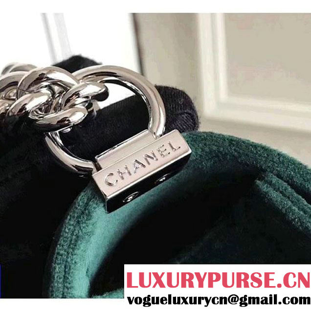 Chanel Velvet Medium Boy Chanel Flap Bag With Strass Planet Green 2017 (KN-7121101 )