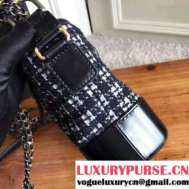 Chanel Tweed/Calfskin Gabrielle Small Hobo Bag A93824 Black/White 2017 (KN-7121108 )