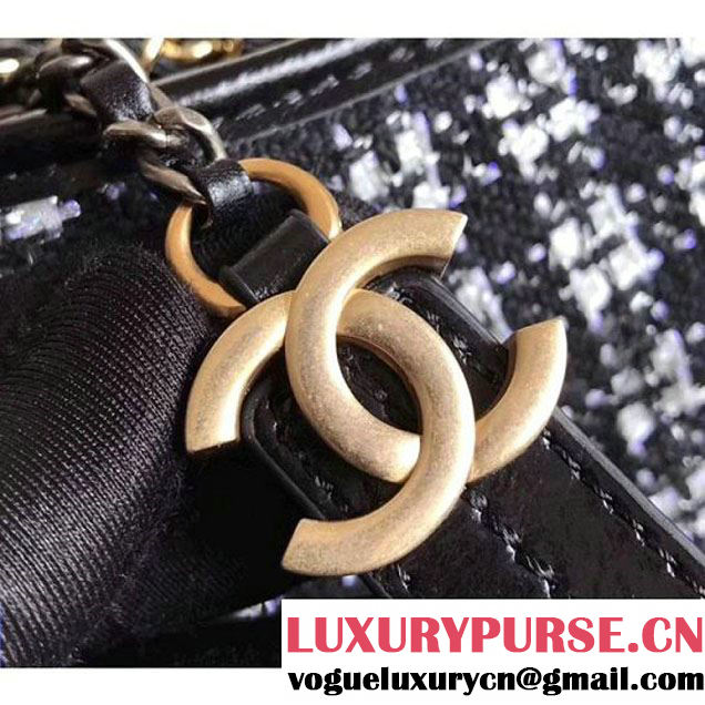 Chanel Tweed/Calfskin Gabrielle Small Hobo Bag A93824 Black/White 2017 (KN-7121108 )