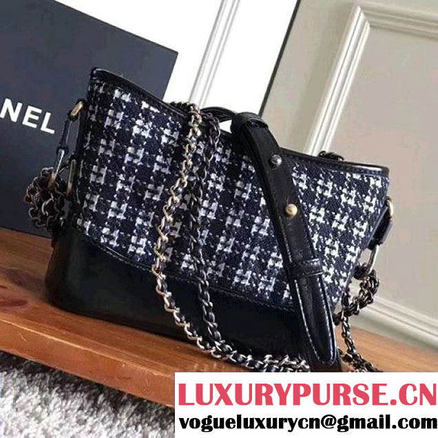 Chanel Tweed/Calfskin Gabrielle Small Hobo Bag A93824 Black/White 2017 (KN-7121108 )