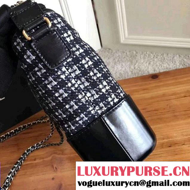 Chanel Tweed/Calfskin Gabrielle Medium Hobo Bag A91810 Black/White 2017 (KN-7121107 )