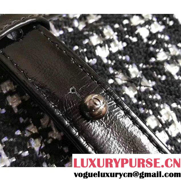 Chanel Tweed/Calfskin Gabrielle Medium Hobo Bag A91810 Black/White 2017 (KN-7121107 )