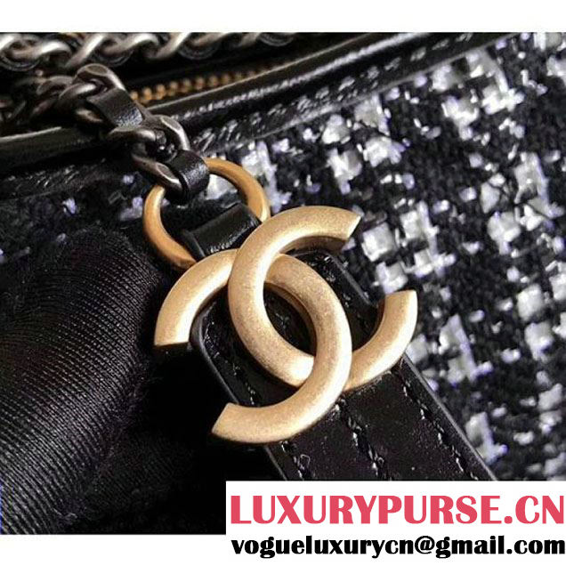 Chanel Tweed/Calfskin Gabrielle Medium Hobo Bag A91810 Black/White 2017 (KN-7121107 )